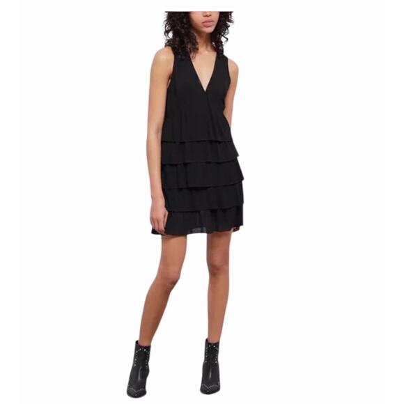 The Kooples Dresses & Skirts - The Kooples Sleeveless Tiered Babydoll Mini Black Dress Size 2 NWT Parisian Cool